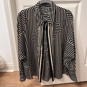 Mango black and cream blouse